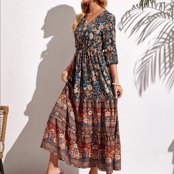 SOLD* NEW Kara & Kate Floral print V neck A-line dress - Picture 5 of 7